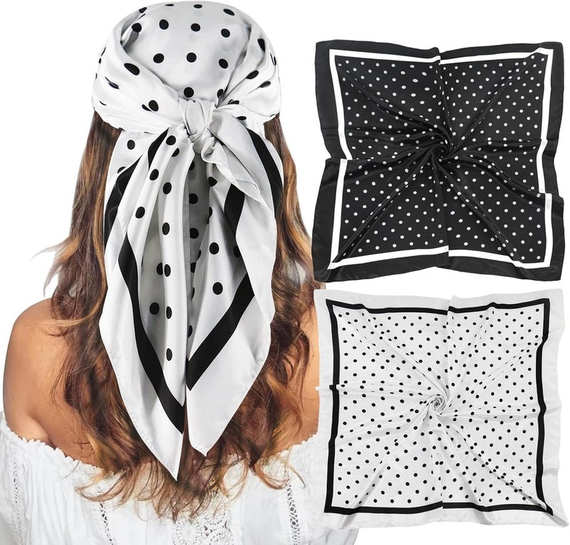 vimate 35" Square Silk Like Head Scarf - Women's Fashion Satin Scarf Bandana for Hair Wrapping at Night. - Image 1